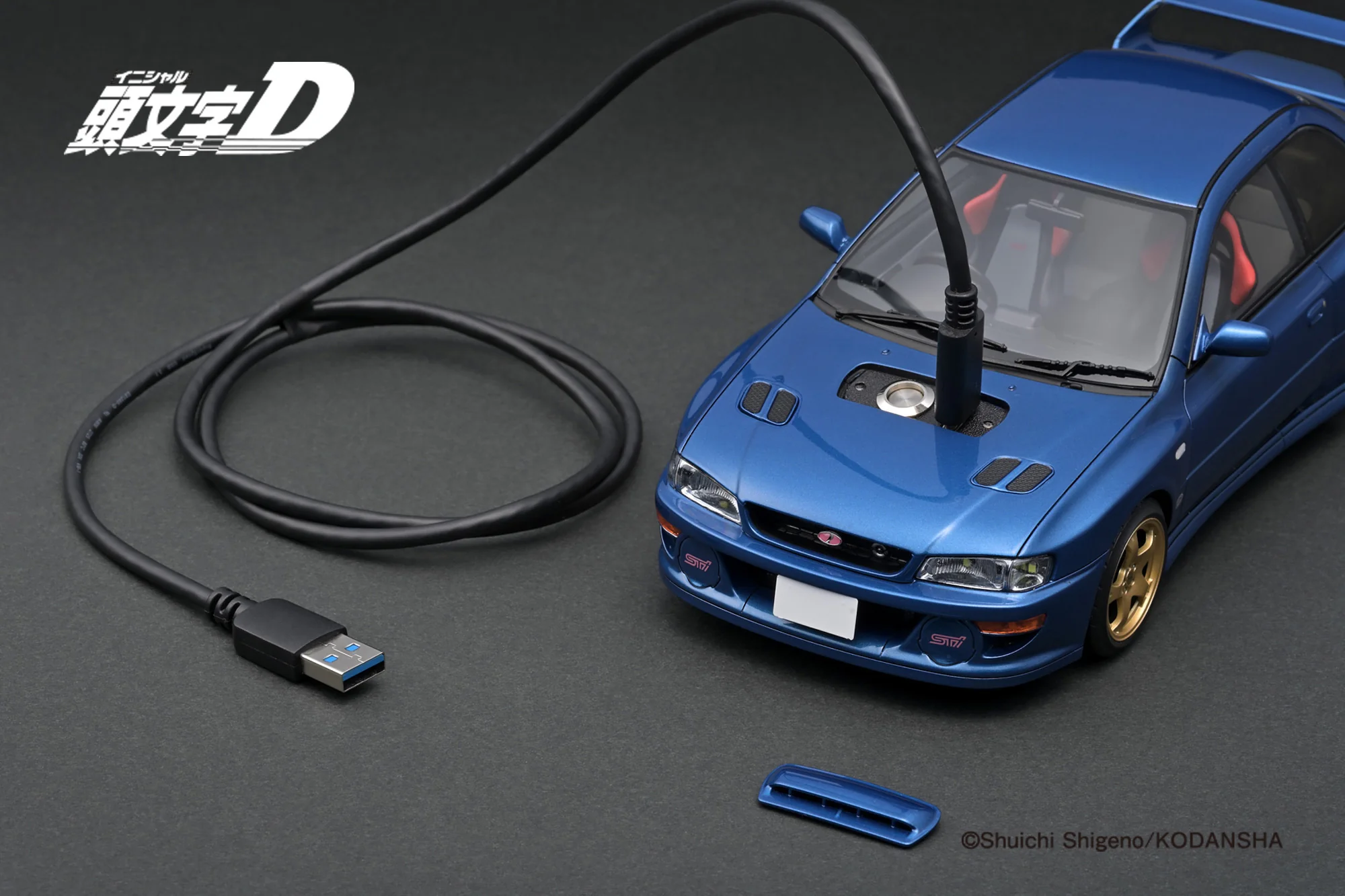Ignition Model 1/18 	INITIAL D SUBARU Impreza WRX type R Sti Version V (GC8) Blue With LED light IG3539 - Image 6